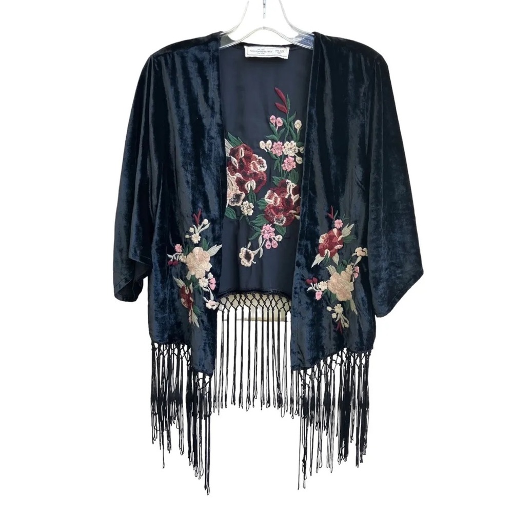 Abercrombie & Fitch Embroidered Fringe Cardigan